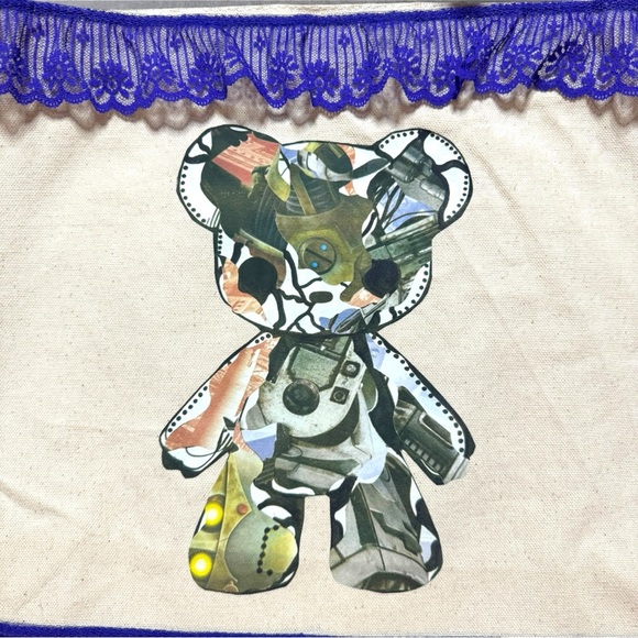 Custom cream and purple tote bag - Picture 3 of 15